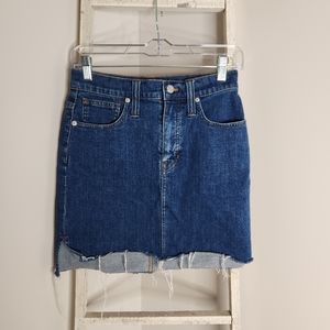 Madewell Stretch Denim Mini Skirt womens 25 step-hem